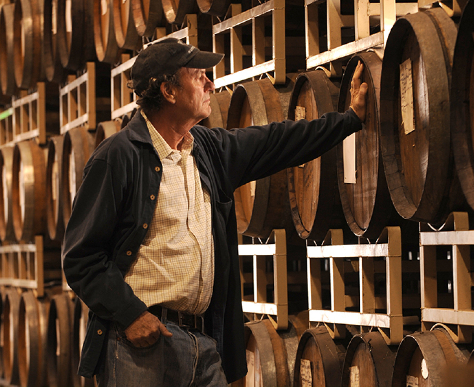 Andrew Quady with Wine Barrels