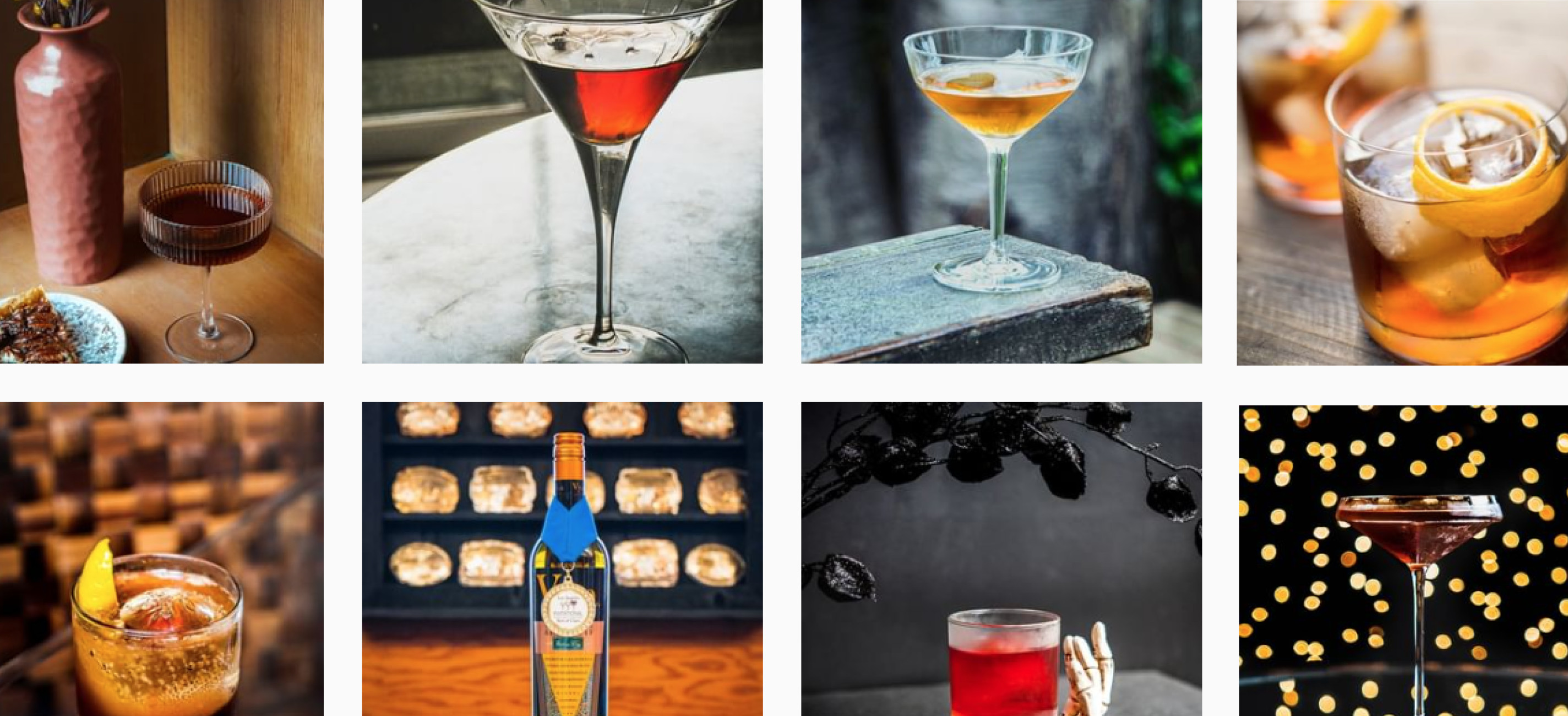 Multiple small images of different cocktails
